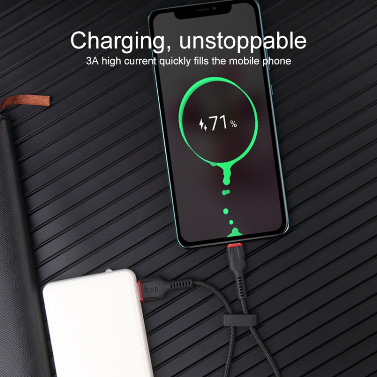 IVON CA81 8 Pin Fast Charging Data Cable, Length: 33cm (Black) IVON CA81 8 Pin Fast Charging Data Cable, Length: 33cm (Black)