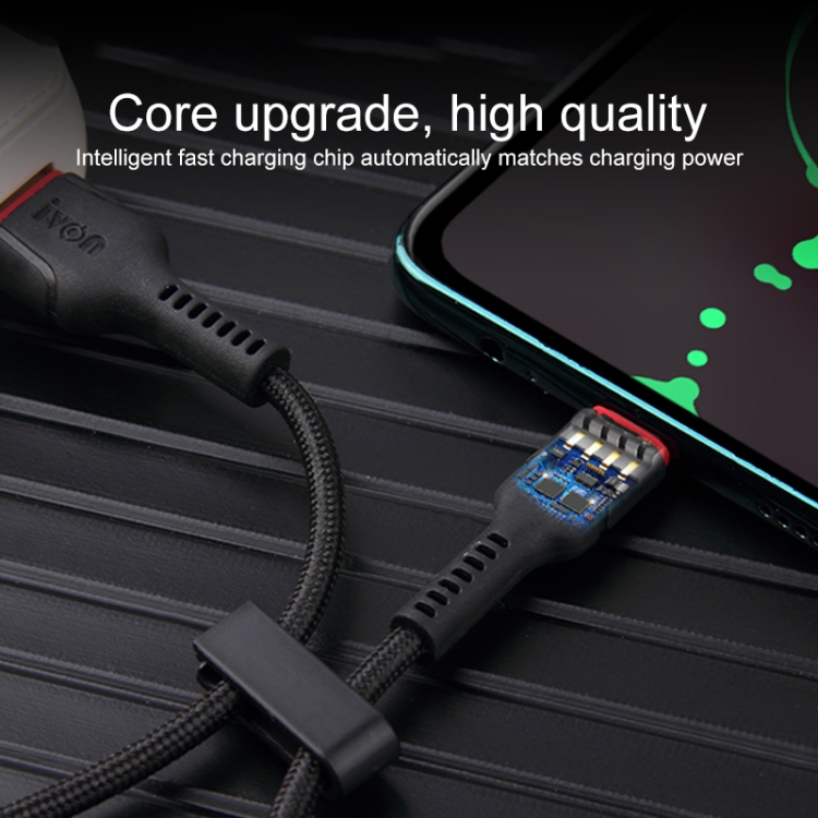 IVON CA81 8 Pin Fast Charging Data Cable, Length: 33cm (Black) IVON CA81 8 Pin Fast Charging Data Cable, Length: 33cm (Black)