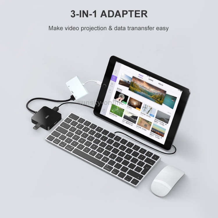 P18 3 in 1 USB + HDMI + 8 Pin to 8 Pin Adapter P18 3 in 1 USB + HDMI + 8 Pin to 8 Pin Adapter