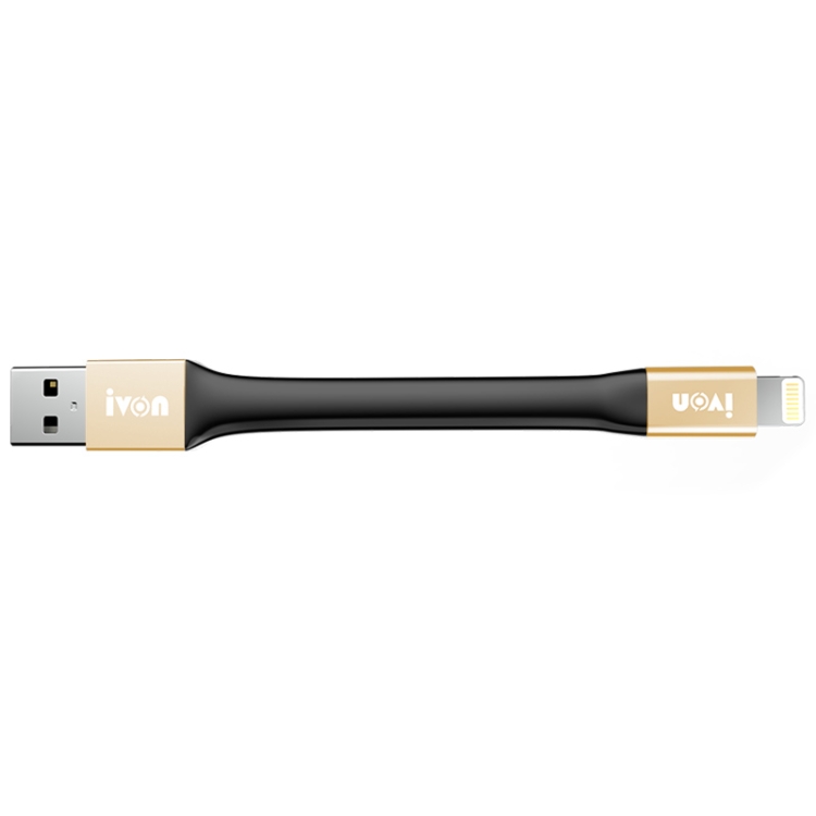 IVON CA90 2.4A USB to 8 Pin Portable Data Cable with Ring, Length: 14.5cm(Champagne Gold) IVON CA90 2.4A USB to 8 Pin Portable Data Cable with Ring, Length: 14.5cm(Champagne Gold)
