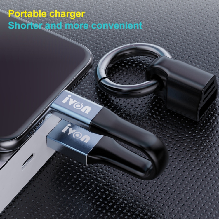 IVON CA90 2.4A USB to 8 Pin Portable Data Cable with Ring, Length: 14.5cm(Champagne Gold) IVON CA90 2.4A USB to 8 Pin Portable Data Cable with Ring, Length: 14.5cm(Champagne Gold)