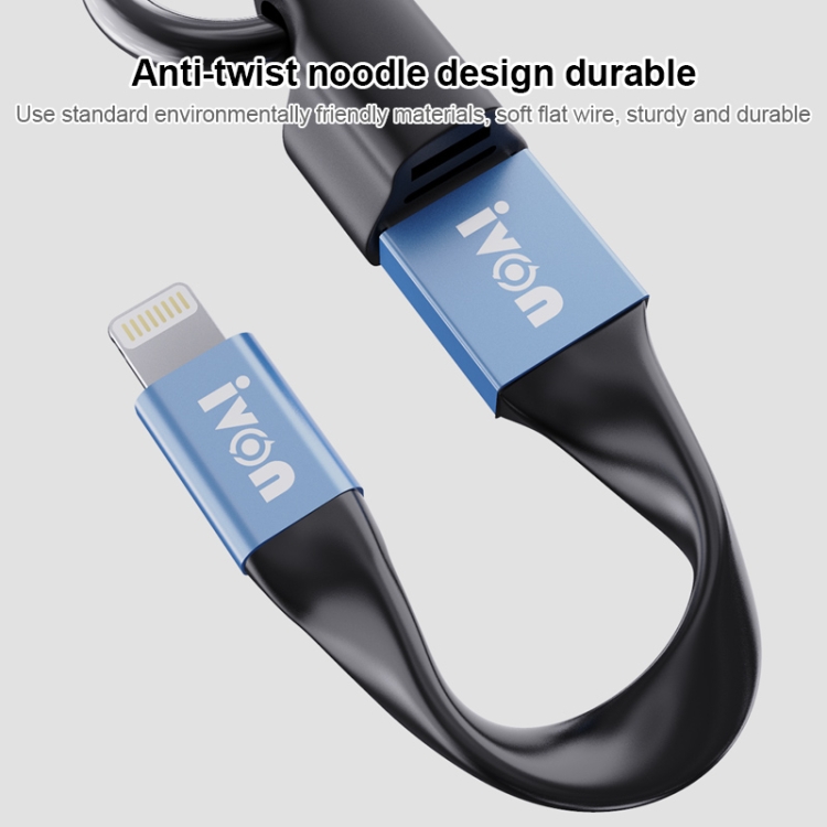 IVON CA90 2.4A USB to 8 Pin Portable Data Cable with Ring, Length: 14.5cm(Champagne Gold) IVON CA90 2.4A USB to 8 Pin Portable Data Cable with Ring, Length: 14.5cm(Champagne Gold)