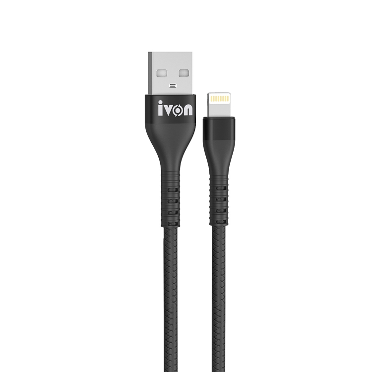 IVON CA92 2.4A Max USB to 8 Pin Rubber Fast Charging Data Cable, Length: 1.5m (Black) IVON CA92 2.4A Max USB to 8 Pin Rubber Fast Charging Data Cable, Length: 1.5m (Black)