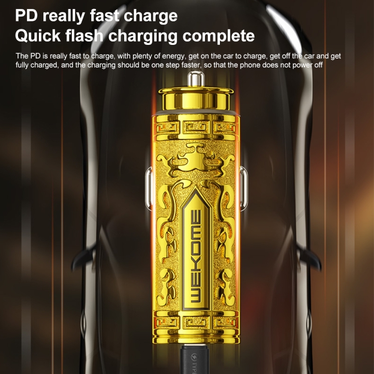 WK WP-C37 Type-C / USB-C + USB Dual Ports Fast Charging Car Charger WK WP-C37 Type-C / USB-C + USB Dual Ports Fast Charging Car Charger