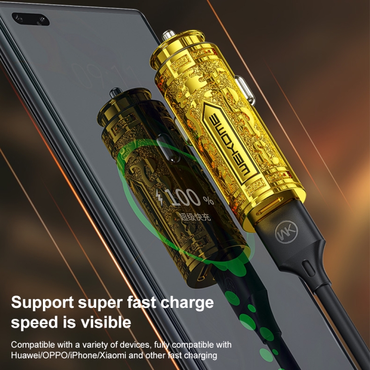 WK WP-C37 Type-C / USB-C + USB Dual Ports Fast Charging Car Charger WK WP-C37 Type-C / USB-C + USB Dual Ports Fast Charging Car Charger
