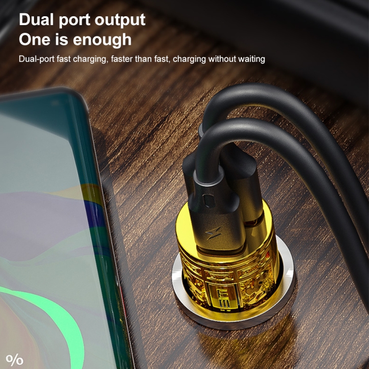 WK WP-C37 Type-C / USB-C + USB Dual Ports Fast Charging Car Charger WK WP-C37 Type-C / USB-C + USB Dual Ports Fast Charging Car Charger
