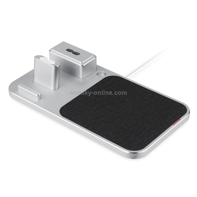 10W 4 in 1 Qi Standard Multi-function Wireless Charger with Stand, Suitable for Mobile Phones & Apple Pen & Apple Earphone(Silver) 10W 4 in 1 Qi Standard Multi-function Wireless Charger with Stand, Suitable for Mobile Phones & Apple Pen & Apple Earphone(Silver)