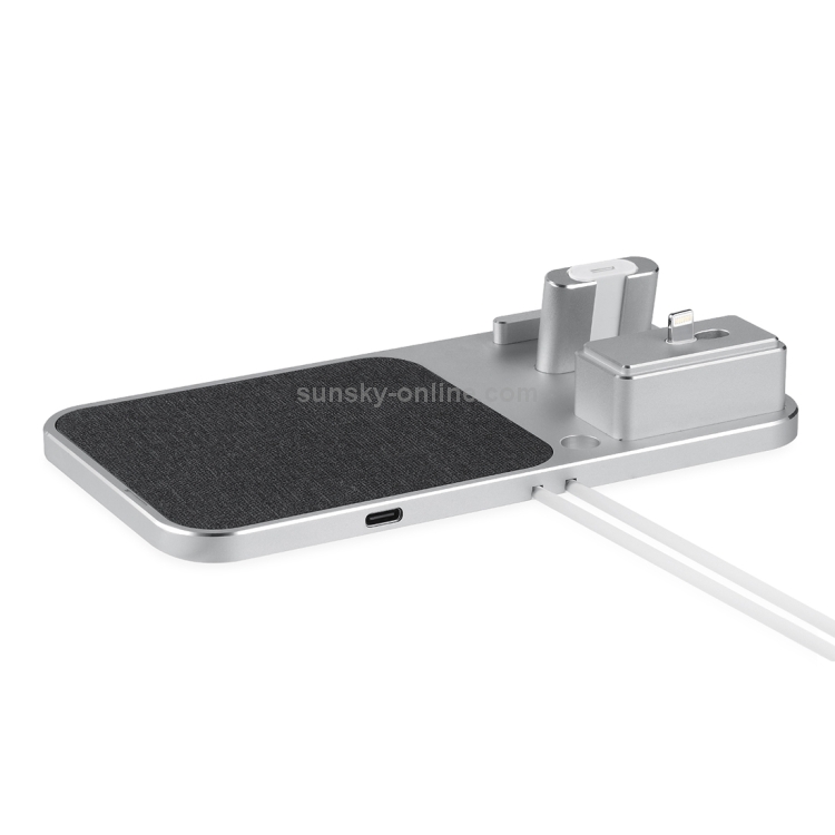 10W 4 in 1 Qi Standard Multi-function Wireless Charger with Stand, Suitable for Mobile Phones & Apple Pen & Apple Earphone(Silver) 10W 4 in 1 Qi Standard Multi-function Wireless Charger with Stand, Suitable for Mobile Phones & Apple Pen & Apple Earphone(Silver)
