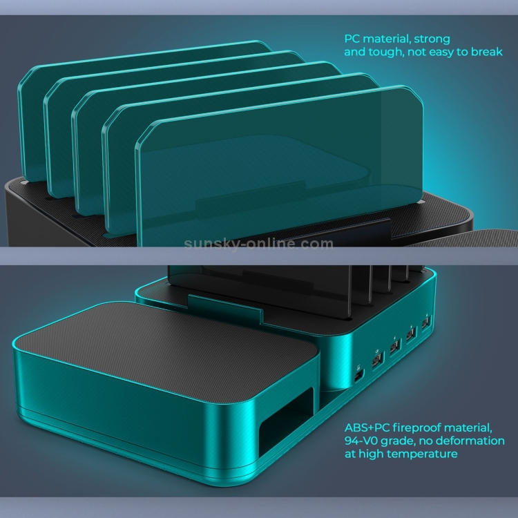 PW020 72W Wireless Charger + PD USB-C / Type-C + QC 3.0 USB + 3 USB Ports Smart Charger with Detachable Bracket, US Plug PW020 72W Wireless Charger + PD USB-C / Type-C + QC 3.0 USB + 3 USB Ports Smart Charger with Detachable Bracket, US Plug