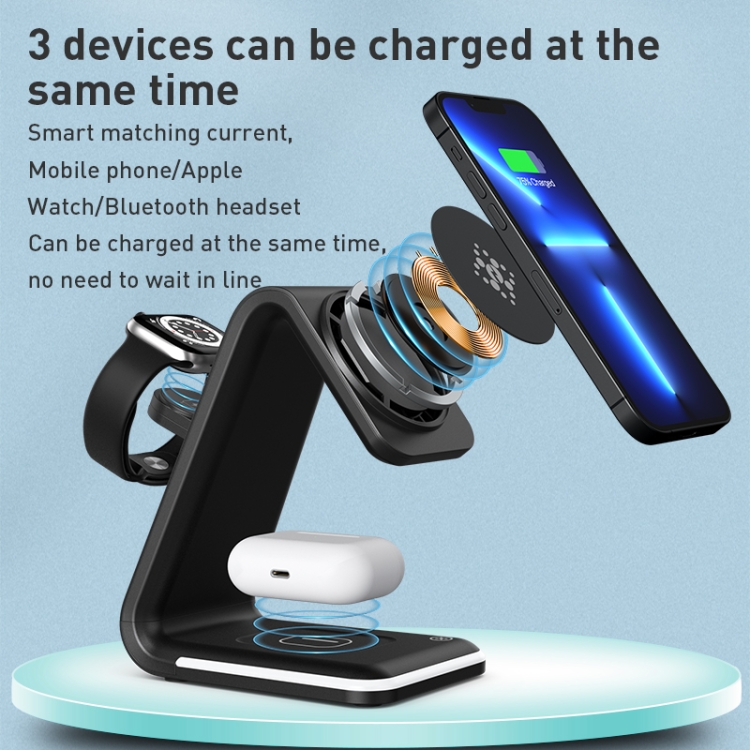 B17 3 in 1 Magnetic Wireless Vertical Charger (Black) B17 3 in 1 Magnetic Wireless Vertical Charger (Black)