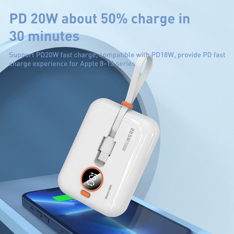 WK WP-261 10000mAh Mini Series 22.5W Fast Charge Power Bank with Cable (Blue) - B1