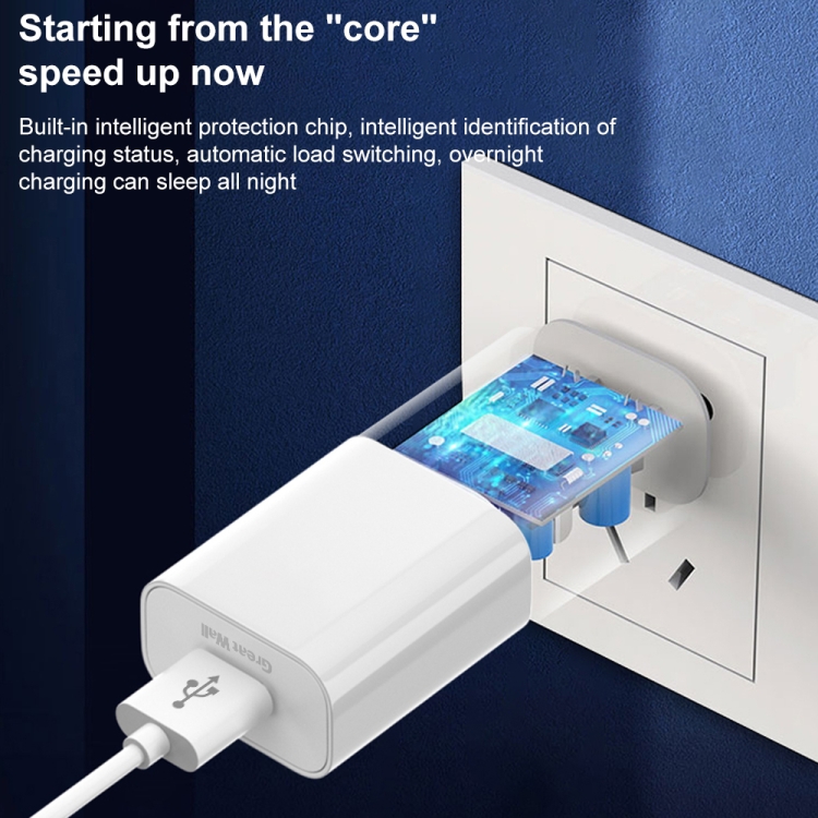 Great Wall GA2-10A 10.5W USB Smart Charger Set with USB to 8 Pin Cable, Plug Type: CN Plug