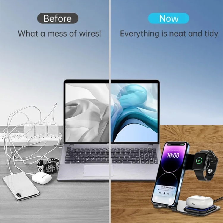 W43 15W 3 in 1 Aluminum Alloy Wireless Charging Stand (Purple) W43 15W 3 in 1 Aluminum Alloy Wireless Charging Stand (Purple)