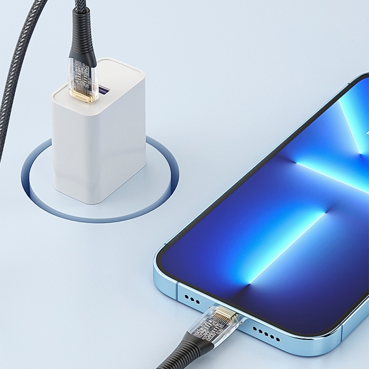 Mutural Li-CC010 1.2m PD20W Transparent USB-C / Type-C to 8 Pin Charging Data Cable Mutural Li-CC010 1.2m PD20W Transparent USB-C / Type-C to 8 Pin Charging Data Cable