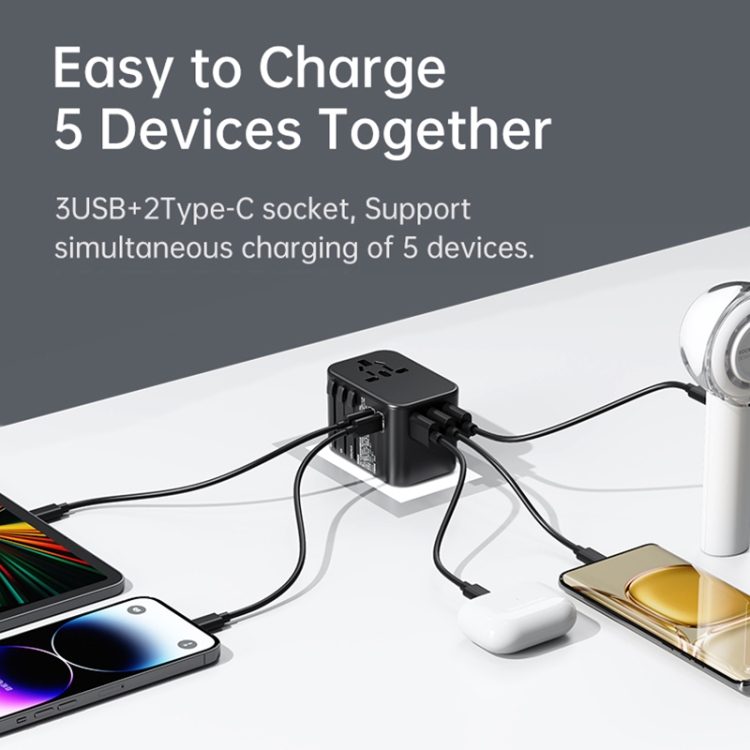 ROCK T62 35.5W Global Travel Multifunctional Plug PD Charger Power Adapter(Black) - B5