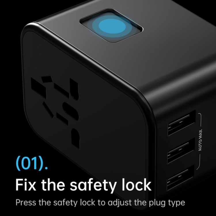 ROCK T62 35.5W Global Travel Multifunctional Plug PD Charger Power Adapter(Black) - B9