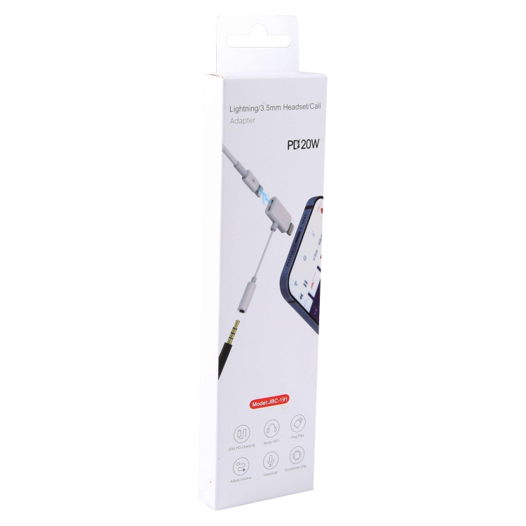 JBC-191 PD20W 8 Pin to 8 Pin+3.5mm Earphone Interface Adapter, Support Charging / Calling JBC-191 PD20W 8 Pin to 8 Pin+3.5mm Earphone Interface Adapter, Support Charging / Calling