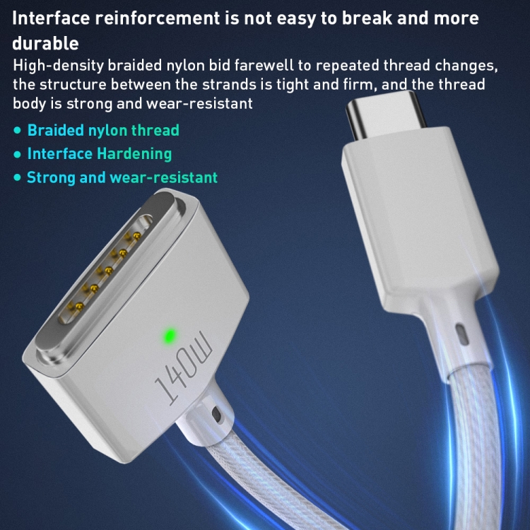 140W USB-C / Type-C to MagSafe 3 Magnetic Fast Charging Cable, Length:2m (White) 140W USB-C / Type-C to MagSafe 3 Magnetic Fast Charging Cable, Length:2m (White)
