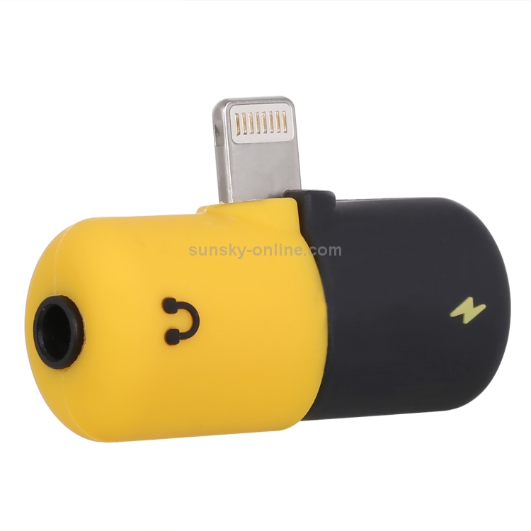 2 in 1 8 Pin + 3.5mm to 8 Pin Male Charging Audio Adapter(Yellow) 2 in 1 8 Pin + 3.5mm to 8 Pin Male Charging Audio Adapter(Yellow)