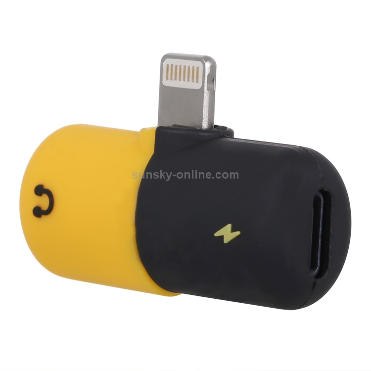 2 in 1 8 Pin + 3.5mm to 8 Pin Male Charging Audio Adapter(Yellow) 2 in 1 8 Pin + 3.5mm to 8 Pin Male Charging Audio Adapter(Yellow)