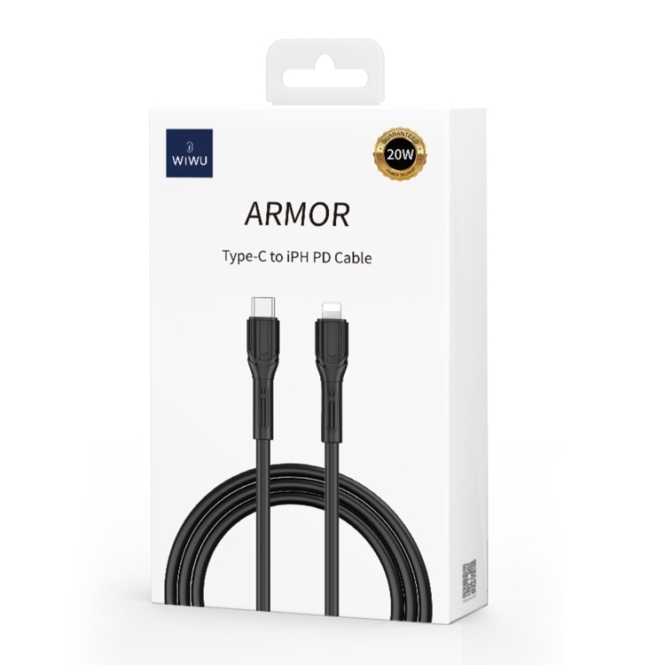 WIWU Armor Series Wi-C005 PD20W USB-C / Type-C to 8 Pin Fast Charging Data Cable, Length: 1m (Black) WIWU Armor Series Wi-C005 PD20W USB-C / Type-C to 8 Pin Fast Charging Data Cable, Length: 1m (Black)