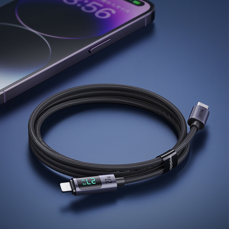 Yesido CA157 PD27W USB-C / Type-C to 8 Pin Digital Display Charging Data Cable, Cable Length: 1.2m (Black) Yesido CA157 PD27W USB-C / Type-C to 8 Pin Digital Display Charging Data Cable, Cable Length: 1.2m (Black)