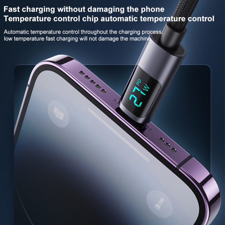 Yesido CA157 PD27W USB-C / Type-C to 8 Pin Digital Display Charging Data Cable, Cable Length: 1.2m (Black) Yesido CA157 PD27W USB-C / Type-C to 8 Pin Digital Display Charging Data Cable, Cable Length: 1.2m (Black)