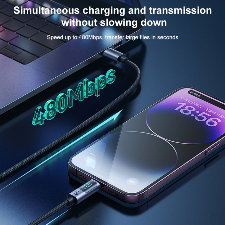 Yesido CA157 PD27W USB-C / Type-C to 8 Pin Digital Display Charging Data Cable, Cable Length: 1.2m (Black) Yesido CA157 PD27W USB-C / Type-C to 8 Pin Digital Display Charging Data Cable, Cable Length: 1.2m (Black)