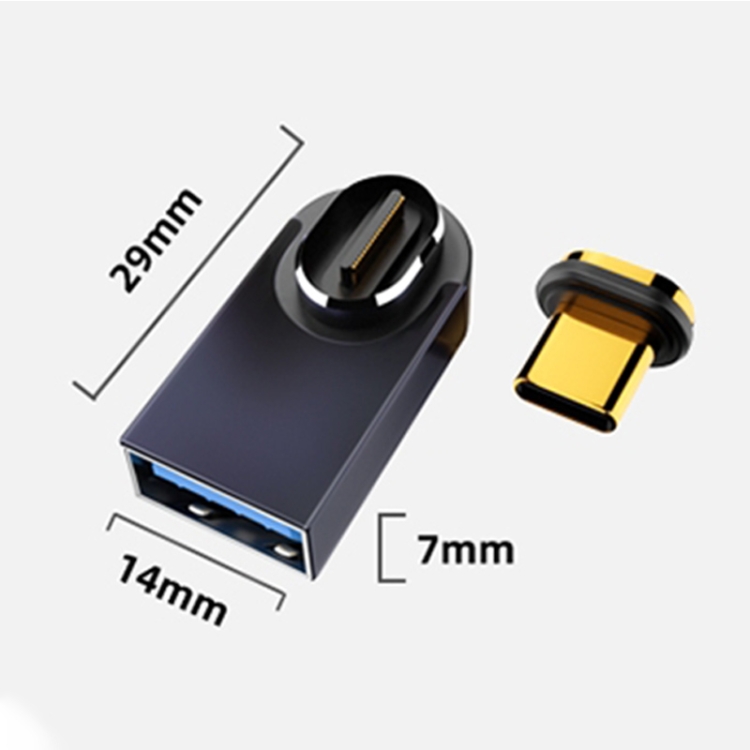 10 Gbps USB Female to Type-C Male Magnetic Magnetic Medium Elbow Charging Adapter 10 Gbps USB Female to Type-C Male Magnetic Magnetic Medium Elbow Charging Adapter