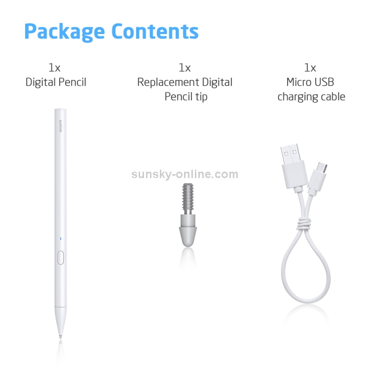 ESR Rechargeable 1.4mm Fine Point Smart Pencil Digital Stylus Pen for Touch Screens(White) ESR Rechargeable 1.4mm Fine Point Smart Pencil Digital Stylus Pen for Touch Screens(White)