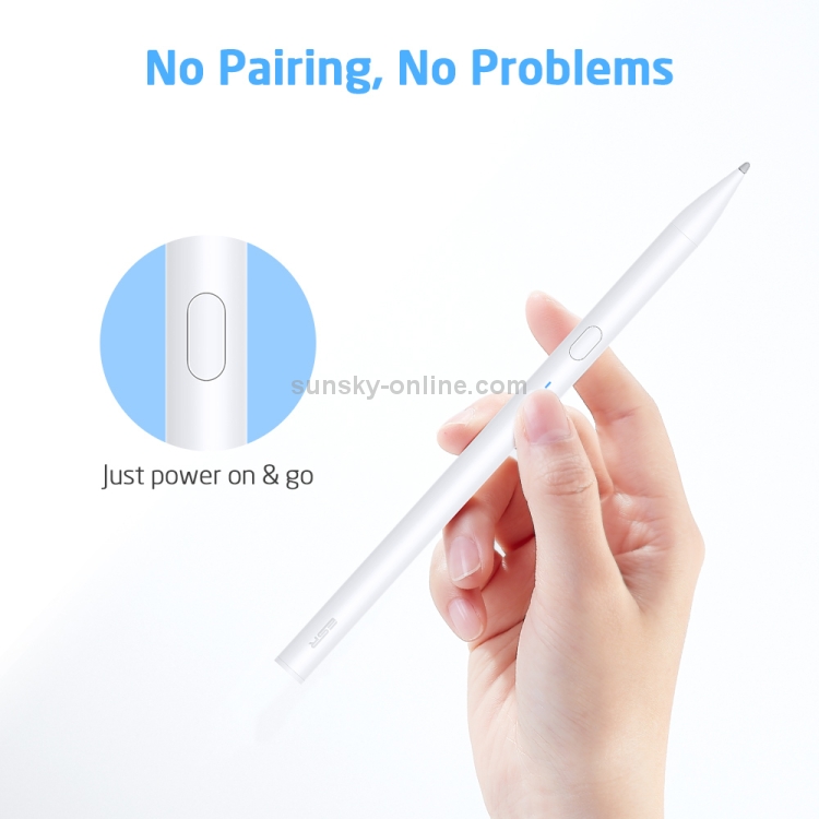 ESR Rechargeable 1.4mm Fine Point Smart Pencil Digital Stylus Pen for Touch Screens(White) ESR Rechargeable 1.4mm Fine Point Smart Pencil Digital Stylus Pen for Touch Screens(White)