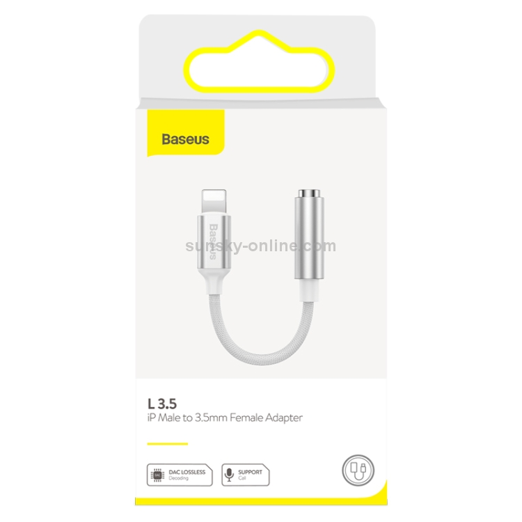 Baseus L3.5 8 Pin Male to 3.5mm Female Adapter with Cable(White) Baseus L3.5 8 Pin Male to 3.5mm Female Adapter with Cable(White)