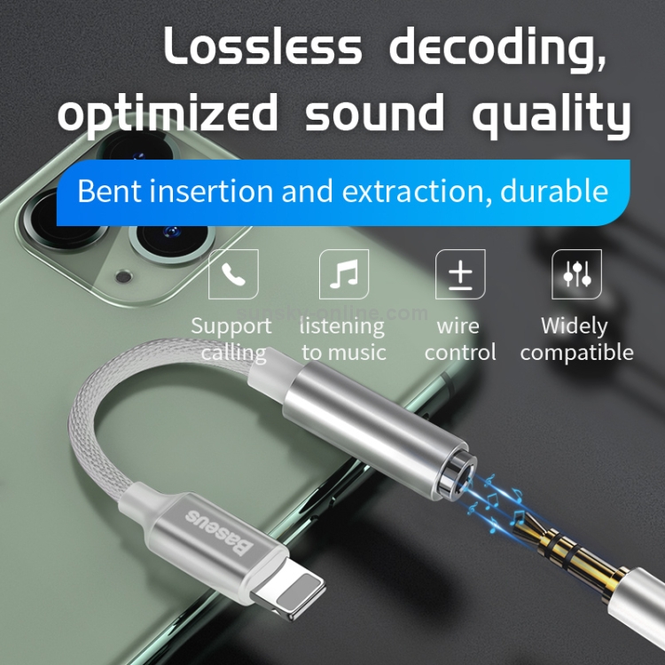 Baseus L3.5 8 Pin Male to 3.5mm Female Adapter with Cable(White) Baseus L3.5 8 Pin Male to 3.5mm Female Adapter with Cable(White)