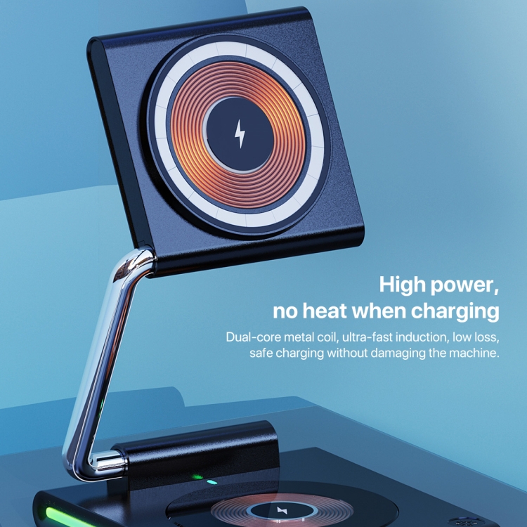 KTM8 15W 3 in 1 Portable Folding Magnetic Wireless Charger (Black)