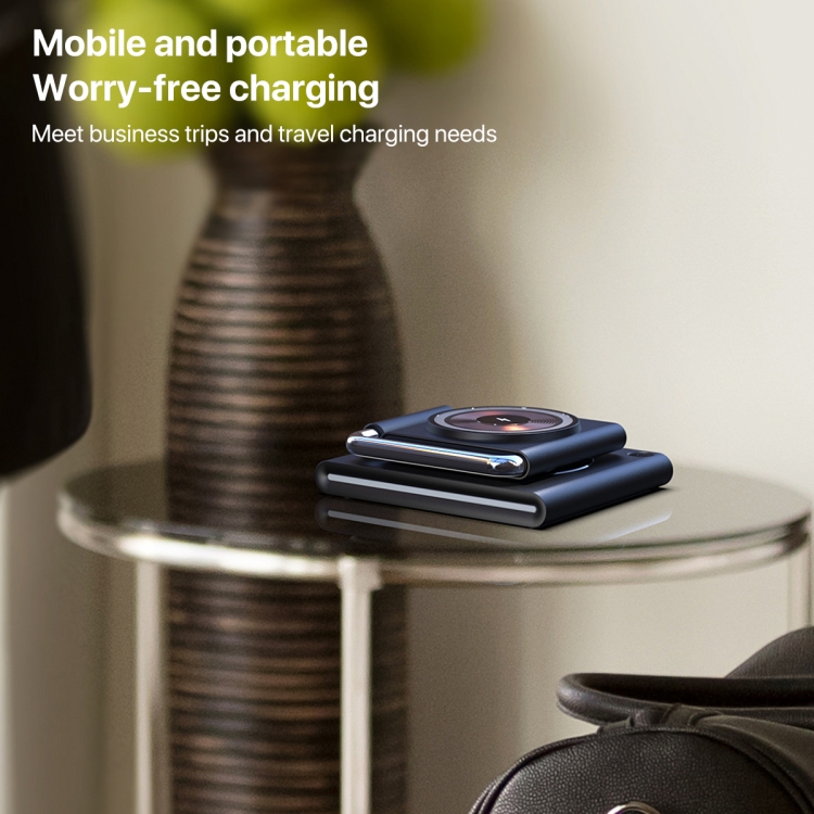 KTM8 15W 3 in 1 Portable Folding Magnetic Wireless Charger (Black)