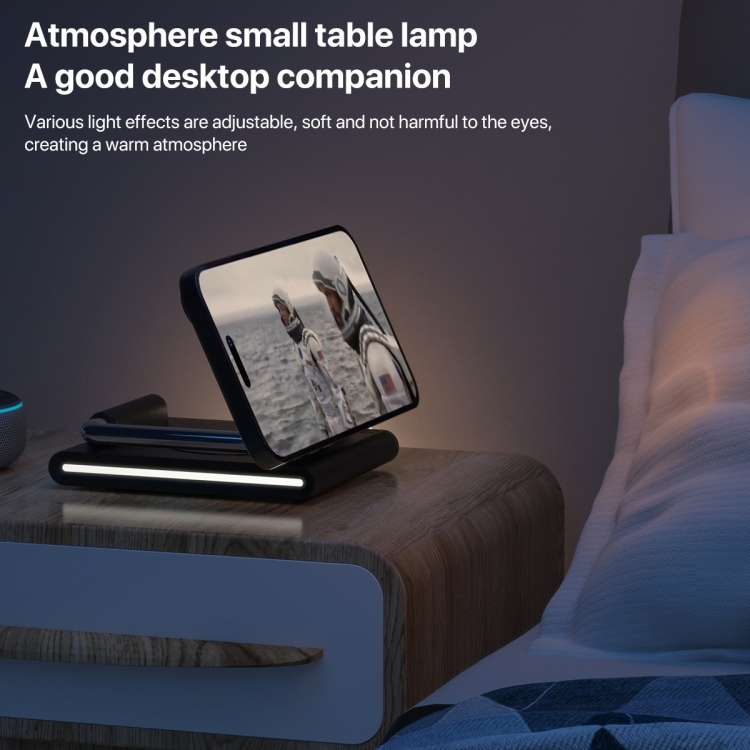 KTM8 15W 3 in 1 Portable Folding Magnetic Wireless Charger (Black)