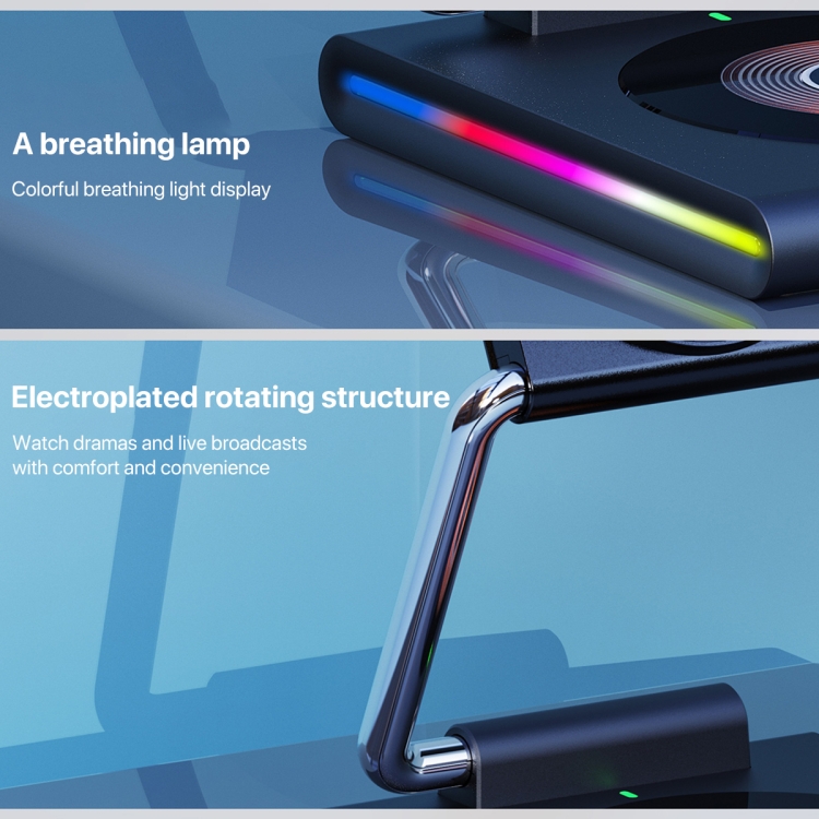 KTM8 15W 3 in 1 Portable Folding Magnetic Wireless Charger (Black)