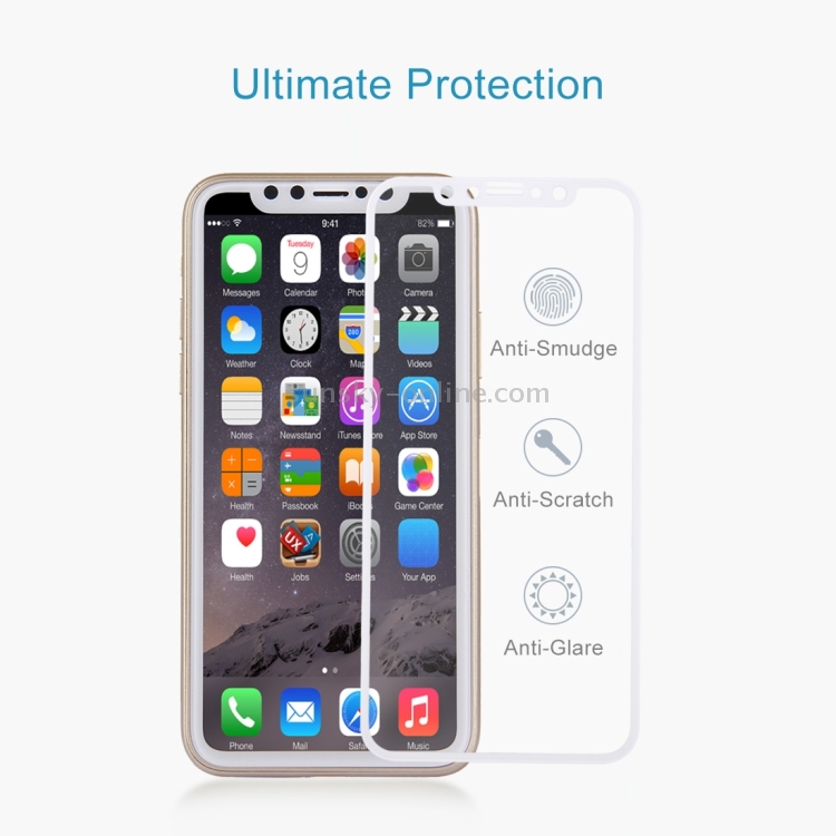 For iPhone X 0.26mm 9H Surface Hardness 2.5D Explosion-proof Full Screen Silk-screen Tempered Glass Screen Film(White) For iPhone X 0.26mm 9H Surface Hardness 2.5D Explosion-proof Full Screen Silk-screen Tempered Glass Screen Film(White)