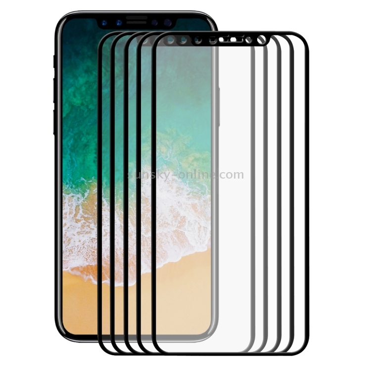 For iPhone X 5pcs ENKAY Hat-Prince 0.26mm 9H Surface Hardness 2.5D Explosion-proof Full Screen Tempered Glass Screen Film (Black) For iPhone X 5pcs ENKAY Hat-Prince 0.26mm 9H Surface Hardness 2.5D Explosion-proof Full Screen Tempered Glass Screen Film (Black)