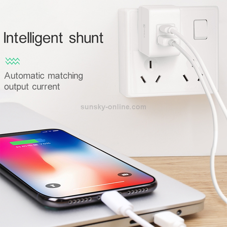 CAFELE 3.4A Max USB + USB-C/ Type-C Output Quick Charger, US Plug(White) CAFELE 3.4A Max USB + USB-C/ Type-C Output Quick Charger, US Plug(White)