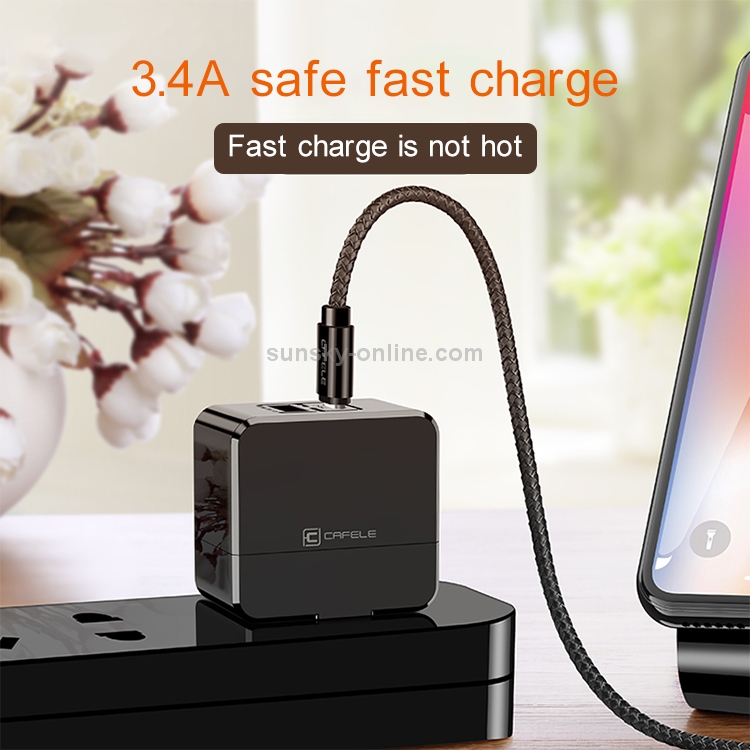 CAFELE 3.4A Max USB + USB-C/ Type-C Output Quick Charger, US Plug(White) CAFELE 3.4A Max USB + USB-C/ Type-C Output Quick Charger, US Plug(White)