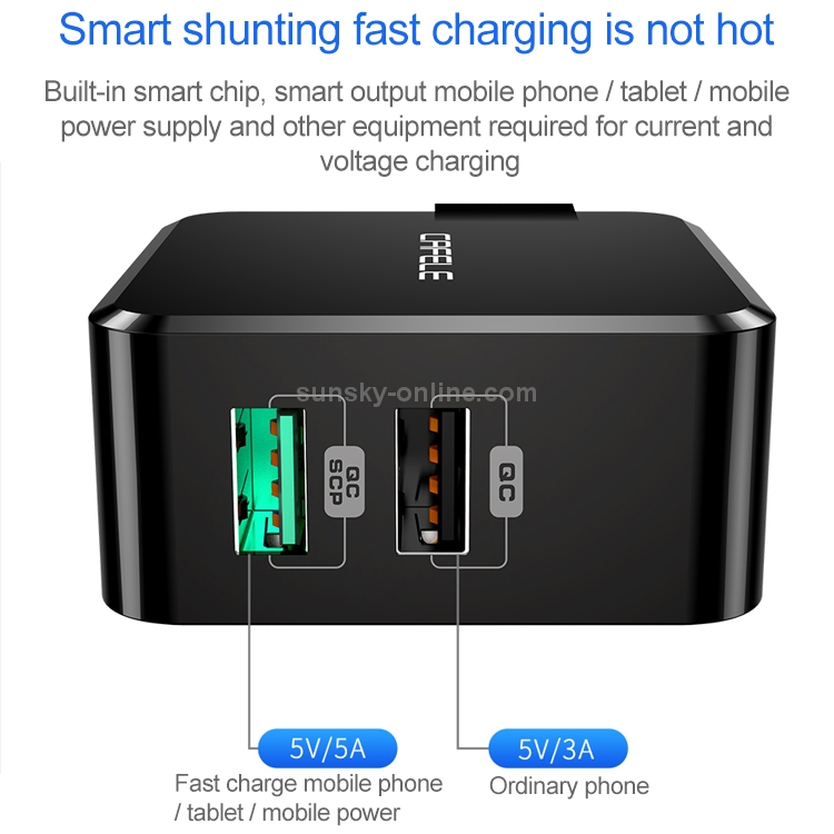 CAFELE 27W Max Dual USB Output Quick Charger, US Plug (Black) CAFELE 27W Max Dual USB Output Quick Charger, US Plug (Black)