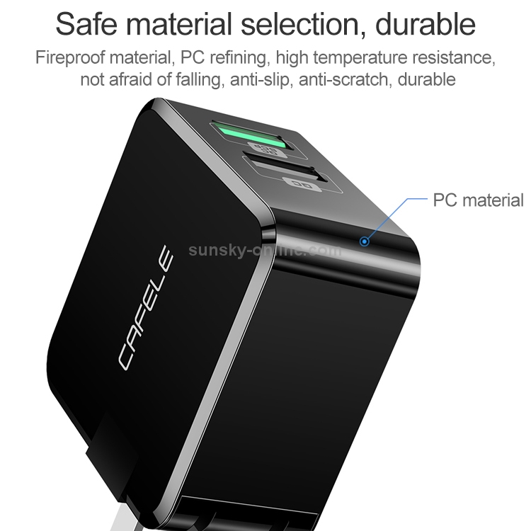 CAFELE 27W Max Dual USB Output Quick Charger, US Plug (Black) CAFELE 27W Max Dual USB Output Quick Charger, US Plug (Black)