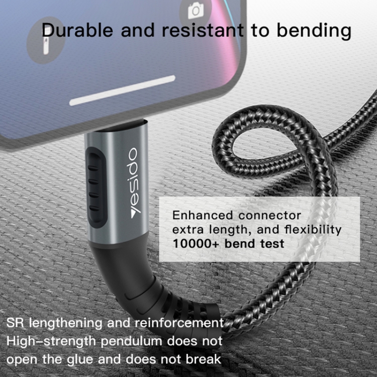 Yesido CA36 5A USB to 8 Pin Charging Cable, Length: 1.2m Yesido CA36 5A USB to 8 Pin Charging Cable, Length: 1.2m