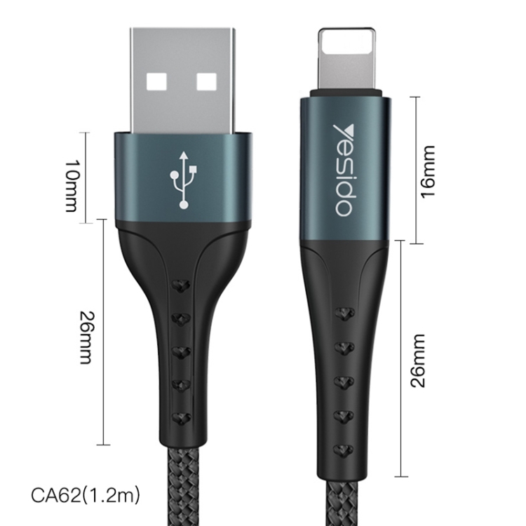 Yesido CA62 2.4A USB to 8 Pin Charging Cable, Length: 1.2m Yesido CA62 2.4A USB to 8 Pin Charging Cable, Length: 1.2m