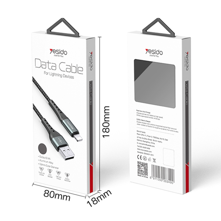 Yesido CA62 2.4A USB to 8 Pin Charging Cable, Length: 1.2m Yesido CA62 2.4A USB to 8 Pin Charging Cable, Length: 1.2m