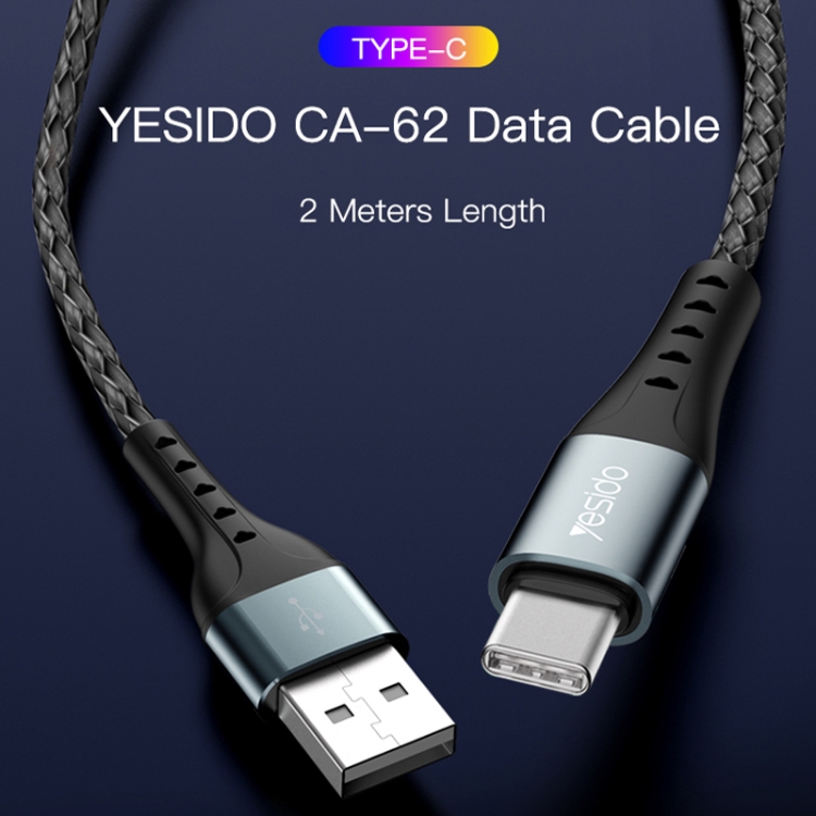 Yesido CA63 2.4A USB to USB-C / Type-C Charging Cable, Length: 2m - 2