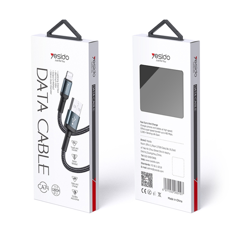 Yesido CA74 2.4A USB to 8 Pin Charging Cable, Length: 1.2m Yesido CA74 2.4A USB to 8 Pin Charging Cable, Length: 1.2m