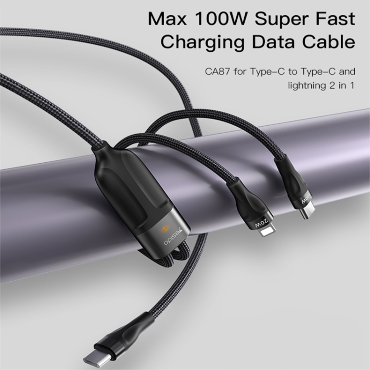 Yesido CA87 2 in 1 USB-C / Type-C to 8 Pin + USB-C / Type-C Fast Charging Cable, Length: 1.2m - 1