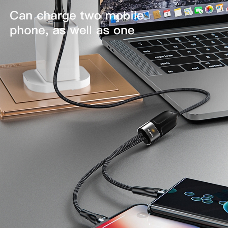 Yesido CA87 2 in 1 USB-C / Type-C to 8 Pin + USB-C / Type-C Fast Charging Cable, Length: 1.2m - 4